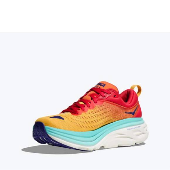 NEW HOKA men's bondi 8 running shoes in cerise/cloudless - Picture 1 of 5